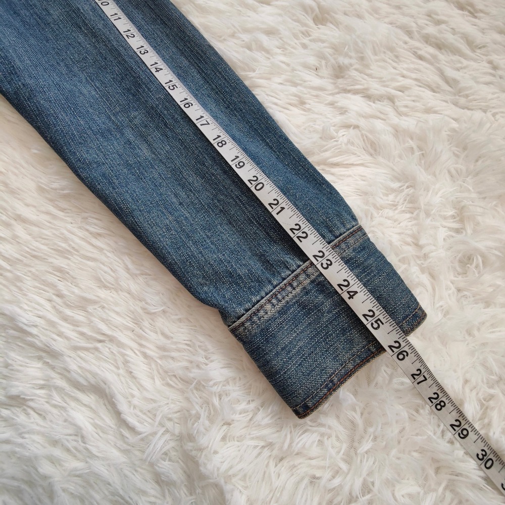 Y2K Old Navy Denim Trucker Jacket Blue Jean Faded‎ 2000s Womens XL Indie Classic - Picture 7 of 7